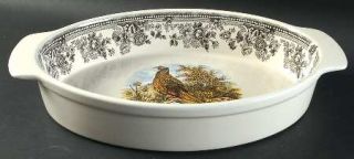 Churchill China Vintage Game Oval Baker, Fine China Dinnerware   Black Floral Bo