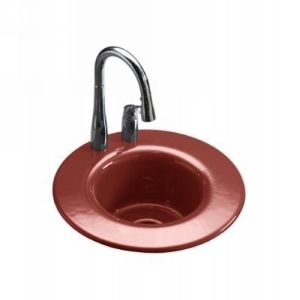 Kohler K 6490 3 R1 Cordial Cordial Self Rimming Entertainment Sink with 3 Hole D