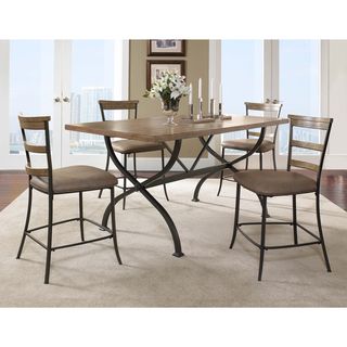 Charleston 5 piece Counter Height Rectangle Wood Dining Set With Ladder Back Stool