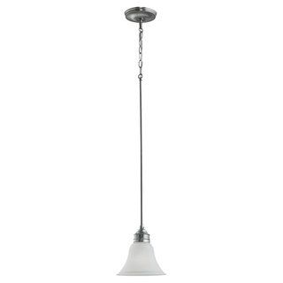 Gladstone Antique Brushed Nickel Mini pendant (SteelUL listedIncluded One (1) mini pendant/ one (1) decorative canopyOverall Height 60 inches12 inches of chain/ 120 inches of wireSetting IndoorFixture finish Antique brushed nickelShades One (1) Numbe