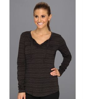 ExOfficio Go To Ruffle Stripe L/S Shirt Womens Clothing (Black)