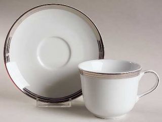 Royal Doulton Platinum Lux Flat Cup & Saucer Set, Fine China Dinnerware   Thick