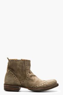 Fiorentini And Baker Olive Drab Suede Eton Eternity Palio Brogued Boots