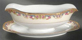 Thun 16317 Gravy Boat with Attached Underplate, Fine China Dinnerware   Pink Ros