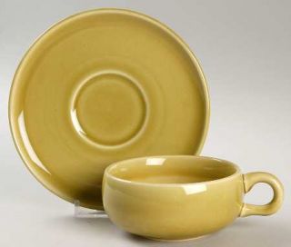 Steubenville American Modern Chartreuse Flat Cup & Saucer Set, Fine China Dinner