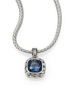 John Hardy Blue Topaz & Sterling Silver Braided Pendant Necklace   Blue Silver