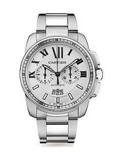 Cartier Stainless Steel Round Chronograph Bracelet Watch   No Color