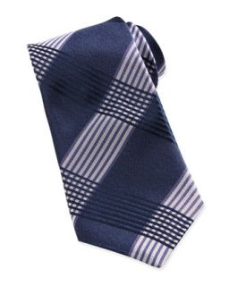Mirage Plaid Navy Silk Tie, Navy