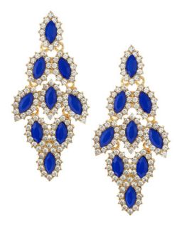 Rhinestone Edge Chandelier Earrings, Blue