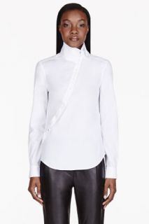 Mcq Alexander Mcqueen White Angled Button Placket Historical Blouse