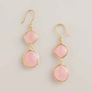 Sterling Silver and Rose Quartz Double Drop Earrings   World Market