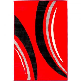 Hand carved Waves And Lines Contemporary Red Area Rug (710 X 910)