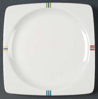 Nautica On Deck Square Salad Plate, Fine China Dinnerware   Multicolor Stripes,T