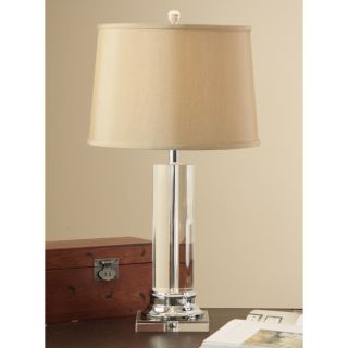 Crystal Column Table Lamp W/ Tan Shade