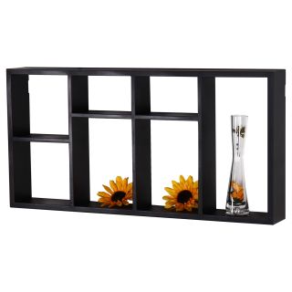 Black Wooden 7 opening Wall Shelves