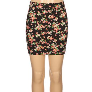 Floral Print Girls Bodycon Skirt Black Combo In Sizes X Small, X Larg