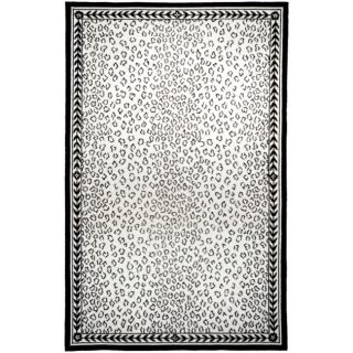 Hand hooked Chelsea Leopard White Wool Rug (53 X 83)