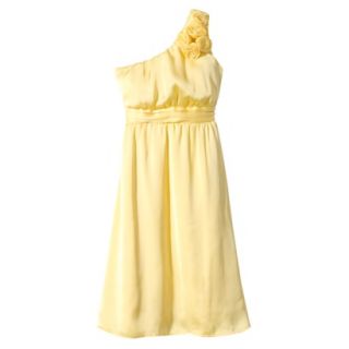 TEVOLIO Womens Plus Size Satin One Shoulder Rosette Dress   Sassy Yellow   16W