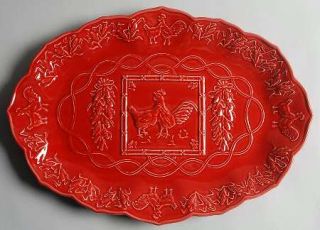 Bordallo Pinheiro Hen & Rooster 15 Oval Serving Platter, Fine China Dinnerware