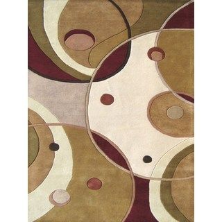 Hand tufted Geometric Beige Blended Wool Area Rug (5 X 8)