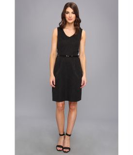 Ellen Tracy Jacquard Fit And Flare With Cutout Back Womens Dress (Black)