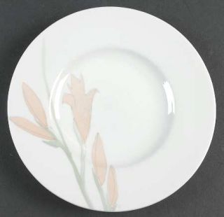 Dansk Sommer Bread & Butter Plate, Fine China Dinnerware   Peach & Green Flowers