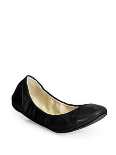 Randi Leather & Patent Leather Ballet Flats/Natural