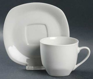 Palm Restaurant, The Tpa2 Flat Cup & Saucer Set, Fine China Dinnerware   All Whi
