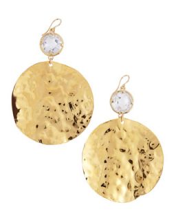Hammered Gold & Cubic Zirconia Drop Earrings