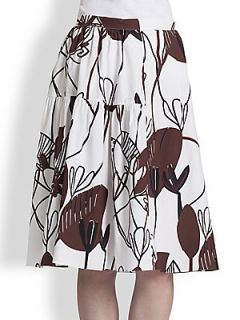 Marni Asymmetric Wood Print Skirt   Lily White