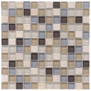 Somertile 12x12 in Reflections Square 1 in River Glass/stone Mosaic Tile (pack Of 10)