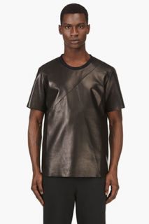 Blk Dnm Black Leather Short Sleeve T_shirt