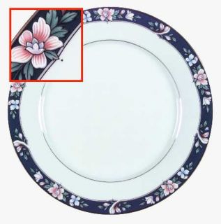 Noritake Prescott Dinner Plate, Fine China Dinnerware   Commander, Blue Band W/