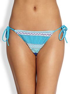 Cecilia Prado Patchwork String Bikini Bottom   Blue