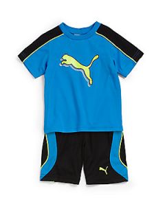Puma Active Toddlers & Little Boys Two Piece Pique Tee & Pro Shorts Set   Blue