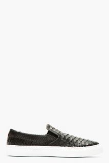 Diemme Black Python Leather Garda Slip On Sneakers