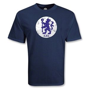 Euro 2012   Chelsea Football Club Circle Lion Distressed Soccer T Shirt (Navy)