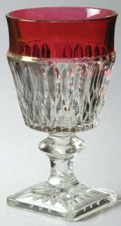 Indiana Glass Mt. Vernon Ruby Flash Water Goblet   Ruby Flash Band,Clear Stem,Sq