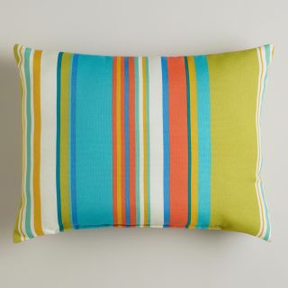 Striped Santorini Outdoor Lumbar Pillow   World Market