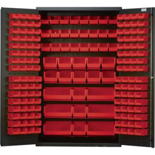 Quantum Storage Cabinet With 171 Bins   48in. x 24in. x 78in. Size, Red