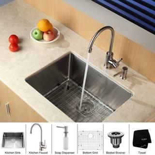 Kraus Kitchen Combo Set Stainless Steel 23  inch Undermount Sink /faucet