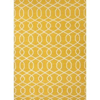 Handmade Flat Weave Geometric Gold/ Yellow Wool Rug (8 X 10)