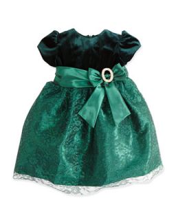 Velvet Bodice Glitter Skirt Dress, Green, 2T 4T