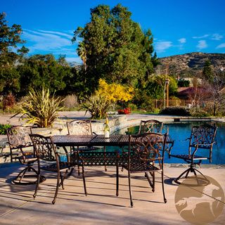 Christopher Knight Home Vallarta Expandable Cast Aluminum Dining Set (set Of 7) (CopperSome assembly requiredCenter section allows you to easily expand the tableSturdy construction2 Umbrella holdNeutral colors to match any outdoor decorPerfect for enterta