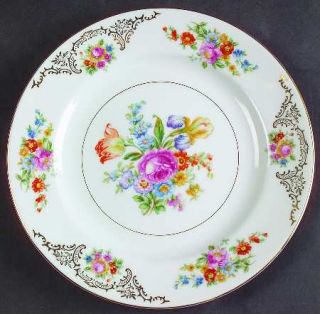 Aichi Aic13 Salad Plate, Fine China Dinnerware   Floral Rim & Center,Gold Scroll