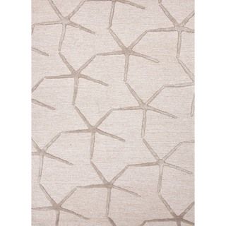 Transitional Ivory/white Starfish motif Wool/silk Tufted Rug (2 X 3)