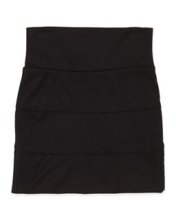 Paneled Ponte Skirt, Black