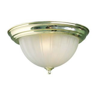 Woodbridge Lighting Basic 2 light Melon Glass Polished Brass Flush Mount