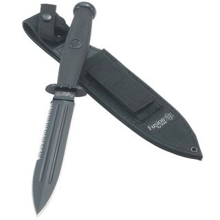 SOG Knives FX10 Fusion Fixation Dagger Fusion Partially Serrated Fixation Dagger Black Oxide w/ Kraton Handle