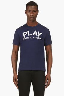 Comme Des Garons Play Navy Play Logo T_shirt